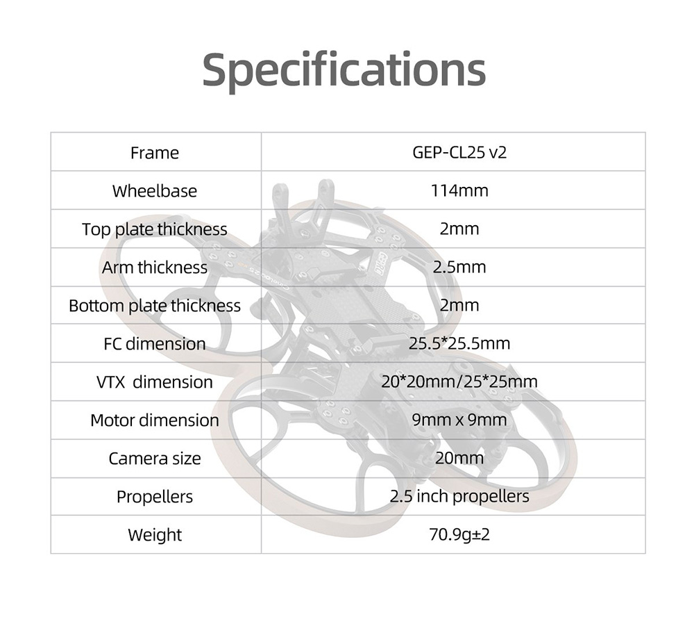 GEPRC-GEP-CL25-V2-114mm-Radstand-25-Zoll-Rahmenkit-fuumlr-Cinelog25-V2-Whoop-RC-FPV-Racing-Drohne-2003338-8